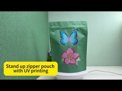 صناعة فاخرة البراقة البصمة UV المطبوعة خصيصا حقائب قابلة لإعادة إغلاق مع سحاب للتغليف مستحضرات التجميل