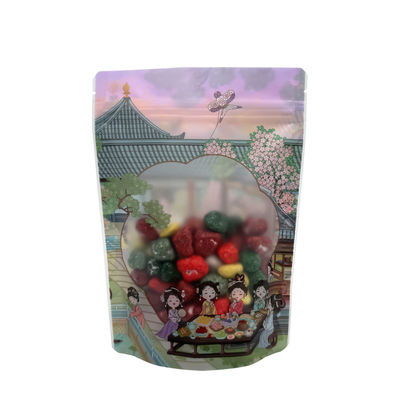 الصينية النمط الكلاسيكي البلاستيكي الوقوف فوق الحقائب مع نافذة واضحة والسحاب للغذاء