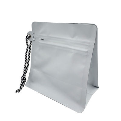 250 غرام 0.5 رطلا 8 أوقية من ورق أبيض متسط أسفل كيس القهوة مع صمام جانب السحب والخيط