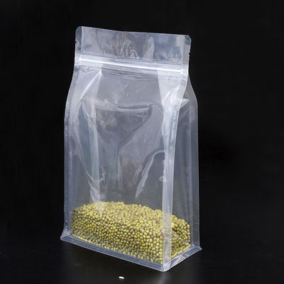 الأدوات الثقيلة الشفافة الشفافة ذات القاع المسطح القائمة على الأقدام الحقائب مع الزيبلوك القابل لإعادة الإغلاق للأطعمة وجبات خفيفة المكسرات التعبئة